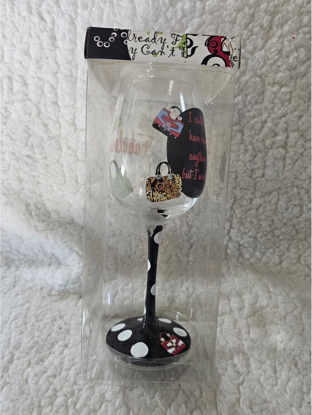 Fashionista Gifts With Attitude Hand Painted Wine Glass 15oz Fabulous Purse